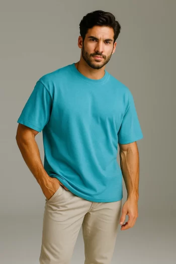 Sky Blue Bio-Washed Cotton T-Shirt